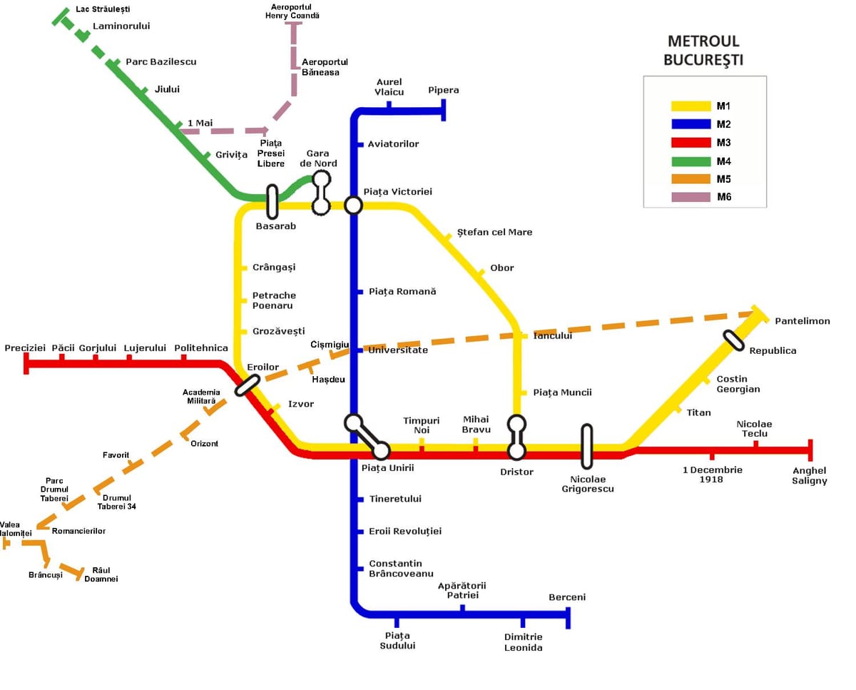 карта метро Бухарэста, Румынія