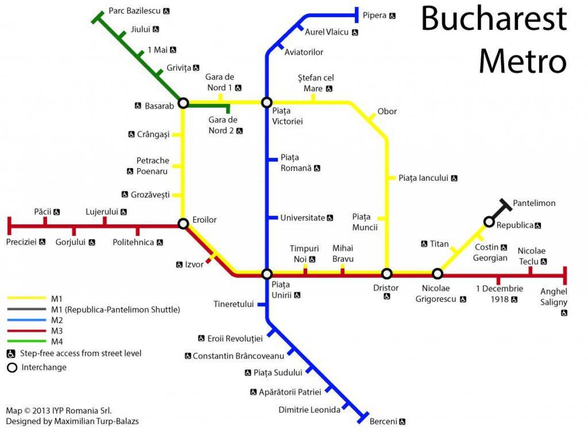 Карта Бухарэста грамадскім транспарце 